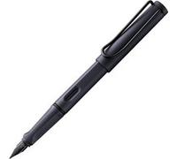 Lamy safari steel black - Stylo Plume avec grip ergonomique et plume acier pour gaucher (LH) en taille M - matière plastique robuste ASA - avec cartouche bleue T 10