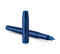 Stylo plume monochrome Parker IM, encre bleue, bordures et finitions bleues, pointe moyenne, étui cadeau