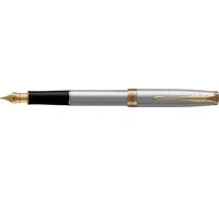 Parker - Stylo Plume Sonnet Acier / Dorã© Plume Moyenne - Gris