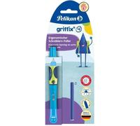 Stylo plume - PELIKAN - Griffix Neon Fresh Blue - Pour gauchers - Pointe Large - Apprentissage de l'écriture
