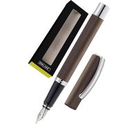 Stylo plume - Pointe médium iridium - Rechargeable - Online - Effet bois - Cogna