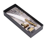 Stylo Plume Porte-Stylo Cadeaux Coffret Signature Stylo Plume Ensemble Stylo Coffret Stylo Trempette Style Européen Rétro Plume Vintage Élégance Exquise Plume (White)