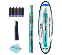 Stylo plume rechargeable à pointe fine bleue - Pointe lisse - Outil de calligraphie sans fuite - Pour croquis, graffiti, lettrage, texte, surlignage, gribouillage, journal
