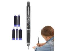 Stylo plume rétractable - Corps en polypropylène transparent - Pointe moyenne de 0,38 mm - 20 g - Rechargeable - Lisse - Avec cinq cartouches d'encre pour l'école, le journal, les croquis, les carnets