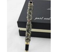 Stylo-Plume Vintage À Double Dragon Avec Anneau Or Et Noir, Calligraphie, Plume En Métal, Sculpture, Gaufrage, Cadeau Lourd, Collection