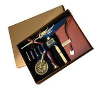 Stylo plume vintage et tampon sceau en cuir avec carnet et encres pour invitations de fête, scrapbooking