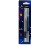 Stylo plume - WATERMAN - Graduate Allure - Acier brossé - Plume fine - Encre bleue
