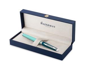 Stylo plume Waterman Hémisphère | en métal et laque verte avec finition palladium | plume moyenne en acier inoxydable | Encre bleue | Coffret cadeau