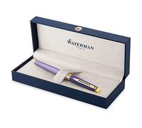 Stylo plume Waterman Hémisphère , en métal et laque violette avec finition en plaqué or , plume moyenne en plaqué or , coffret cadeau