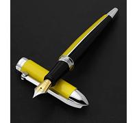 Stylo-plume Xezo Visionary en laiton et aluminium, plume moyenne. Laqué à la main en jaune vitesse et noir. Édition limitée numérotée de 500. Disposition classique de couleurs Art Déco, rétrofuturiste