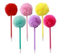 Stylo Pom Pom en peluche mignon, 6 pièces, avec boule à pompon floue, pour écolières, saint-valentin