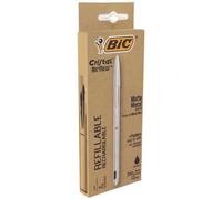 Stylo rechargeable - BIC - Cristal Re-New - Encre noire - Pointe moyenne 1 mm - 3 km d'écriture