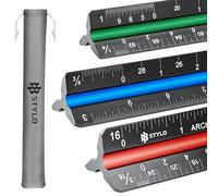 Stylo - Règle d'échelle architecte en aluminium de 12" avec gravure laser triangulaire, rainures codées par couleur pour plan, dessin technique et architectural (Noir, unités impériales)