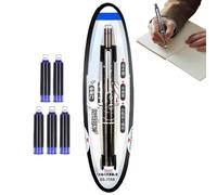 Stylo roller avec mécanisme automatique, pour l'école et les études, pointe transparente de 0,38 mm, stylo plume avec 5 cartouches d'encre rechargeables pour l'école, l'étude et l'écriture
