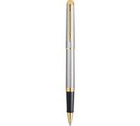 WATERMAN Hemisphere Stylo roller, acier inoxydable, attributs dorés, recharge noire pointe fine, Coffret cadeau