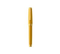 Stylo roller, corps résine de couleur ambre, attributs or jaune brossé - Ambre