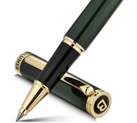 Stylo roller de luxe vert et or - Recharge Schneider - Encre noire - Pointe fine - Diamètre de mine 0,3 mm
