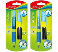 Stylo Roller Ergonomique 0,7 Mm/Encre Bleue Incluse 2 Cartouches D'encre Bleue/Poignée En Caoutchouc Antidérapant/Couleurs Mélangées, Assorties (Bleu/Rose) (Lot De 2)