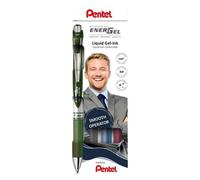 Stylo roller gel Pentel EnerGel XmRT - set 4 couleurs, pointe fine 0,35 mm, rechargeable