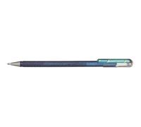 Pentel K110-DCX Dual Metallic Hybrid Dual Metallic Stylo à encre gel pailletée, 1 pièce, bleu/vert, 2 effets de couleurs différents sur papier clair/foncé bleu + vert métallique