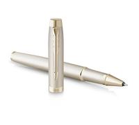 Stylo roller Parker IM Monochrome | encre noire | finition et garnitures champagne | pointe fine | coffret cadeau