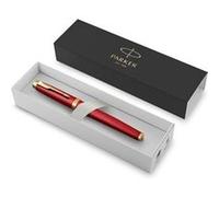 Parker – Stylo roller IM Premium – Laqué rouge, attributs dorés, pointe fine, recharge noire