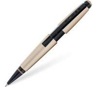 Stylo roller - Parure cadeau - Corps métal beige mat - Pointe moyenne - Cross Edge Rollerball
