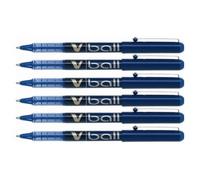 Stylo roller - PILOT - VBall VB5 - Encre liquide - Pointe métal - Lot de 6 - Bleu