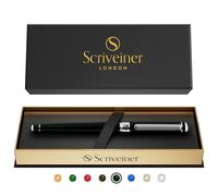 Stylo roller Scriveiner noir et vert - Superbe stylo de luxe avec finition chrom e et recharge d'encre Schmidt. Coffret cadeau id al pour hommes