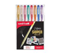 Uni Mitsubishi Pencil – Stylos roller Signo – 8 couleurs pailletées – 1 mm – Écriture large