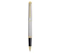 WATERMAN Hemisphere Stylo roller, acier inoxydable, attributs dorés, recharge noire pointe fine, Coffret cadeau