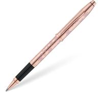 Cross Century II Cherry Blossom Stylo roller (trait M, couleur de l'encre : noir, avec boîte cadeau de qualité supérieure) Laqué or rose, ferrures en acier inoxydable plaqué or rose
