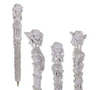 Stylo sirène avec paillettes figurine fantaisie en résine blanche pour les amoureux de la mer, des coquillages et des sirènes - Accessoire pour trousse d'école et bureau - Stylo à peindre