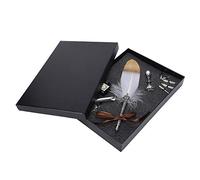 Stylo Stylo à Dessin d'écriture Vintage, Stylo Dip de Calligraphie avec Plume de Rechange, Kit de Joint et de Bouteille d'encre Vide, Stylo Plume élégant pour Artistes, écrivains (Blanche)