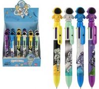 Stylo/stylo Cosmonaute 6 couleurs plastique 17cm - mélange de couleurs