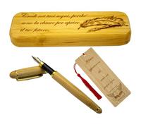 Stylo stylographique élégant avec marque-page en bois - idées cadeaux pour homme et femme, cadeaux de remise des diplômes ou anniversaire pour un être cher, avec phrases de motivation, boîte en bois
