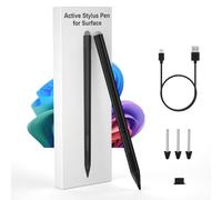 Stylo Surface Premium 4096 Finest Control, Rechargeable, Palm Rejection | Stylet pour Surface Pro 12/11/10/9/8/7+/7/X/6/5/4/3, Go/Book/Laptop/Studio, magnétique, clic droit, gomme, capuchon tactile