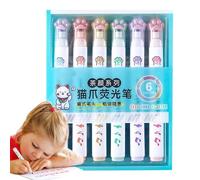 Stylo surligneur portable - À séchage rapide - Design pattes de chat portable - Accessoire scolaire multifonction - Cartes de lettres - Outil de scrapbooking