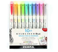 Stylo Surligneur Zebra Mildliner Double Embout Pinceau Assortis Pochette de 10