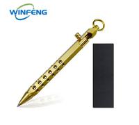 Stylo Tactique Créatif À Boulons En Laiton,Stylo À Bille De Signature Professionnelle Pour Auto-Protection,Papeterie De Bureau Pour Étudiants - Type Gold With Box