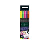 Faber-Castell Feutre fin Grip Finepen 151603 – pointe fibre 0,4 mm métal, néon, étui 5 pièces