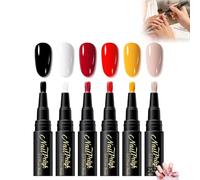 Stylo Vernis à Ongles, Feutre Vernis à Ongles, 6 Couleurs, Accessoires de Peinture pour Manucure, Séchage Rapide sans Lumière, pour Professionnelle ou à Domicile, Voyage (Style D)