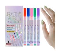 Stylo Vernis à Ongles | Pointe Precision Dessin Peinture pour Design Ongles | Kit 5 Couleurs Marqueurs Résistants Eau Manucure | Pour Femmes Débutantes Professionnelles Jeunes Filles