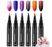 Stylo Vernis à Ongles Semi Permanent 6 Couleurs, Feutre Vernis à Ongles, Vernis Gel Uv Semi Permanent, Accessoires De Peinture Pour Manucure, Pinceau De Stylo De Gel à Ongles, Sèche Vite (D)