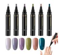 Stylo Vernis à Ongles, Vernis Stylo Ongles UV On-E Step, Lot 6 Stylos Ongle Gel 3 En 1, Idéal Pour Maison Manucure Professionnelle