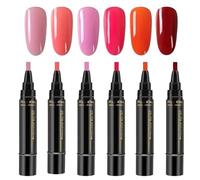 Stylo Vernis à Ongles, Vernis Stylo Ongles UV On-E Step, Lot 6 Stylos Ongle Gel 3 En 1, Idéal Pour Maison Manucure Professionnelle