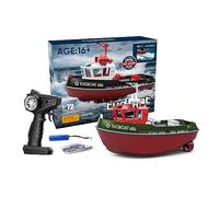 Stylomira Bateau télécommandé à l'échelle 1:72 2,4 GHz, modèle de bateau électrique RC étanche, modèle de remorqueur électrique RC pour piscines, lacs et rivières (vert)