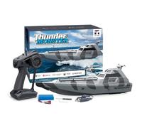 Stylomira Bateau télécommandé, grand bateau de course électrique télécommandé, modèle réaliste de bateau à moteur haute vitesse, cadeau amusant pour adultes en plein air d'été (gris)
