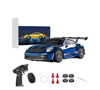 Stylomira Voiture de dérive RC en alliage à l'échelle 1/43 avec gyroscope réglable, 2,4 G 4WD 2 modes de conduite RC voiture de course avec lumières LED, modèle de course de bureau pour les amateurs