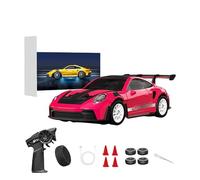 Stylomira Voiture de dérive RC en alliage à l'échelle 1/43 avec gyroscope réglable, 2,4 G 4WD 2 modes de conduite RC voiture de course avec lumières LED, modèle de course de bureau pour les amateurs